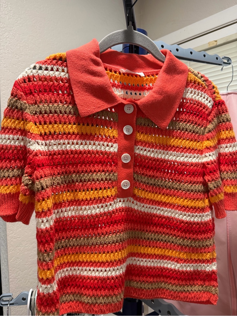 Lovers and friends Lucia Stripe Knit Polo Top Size M